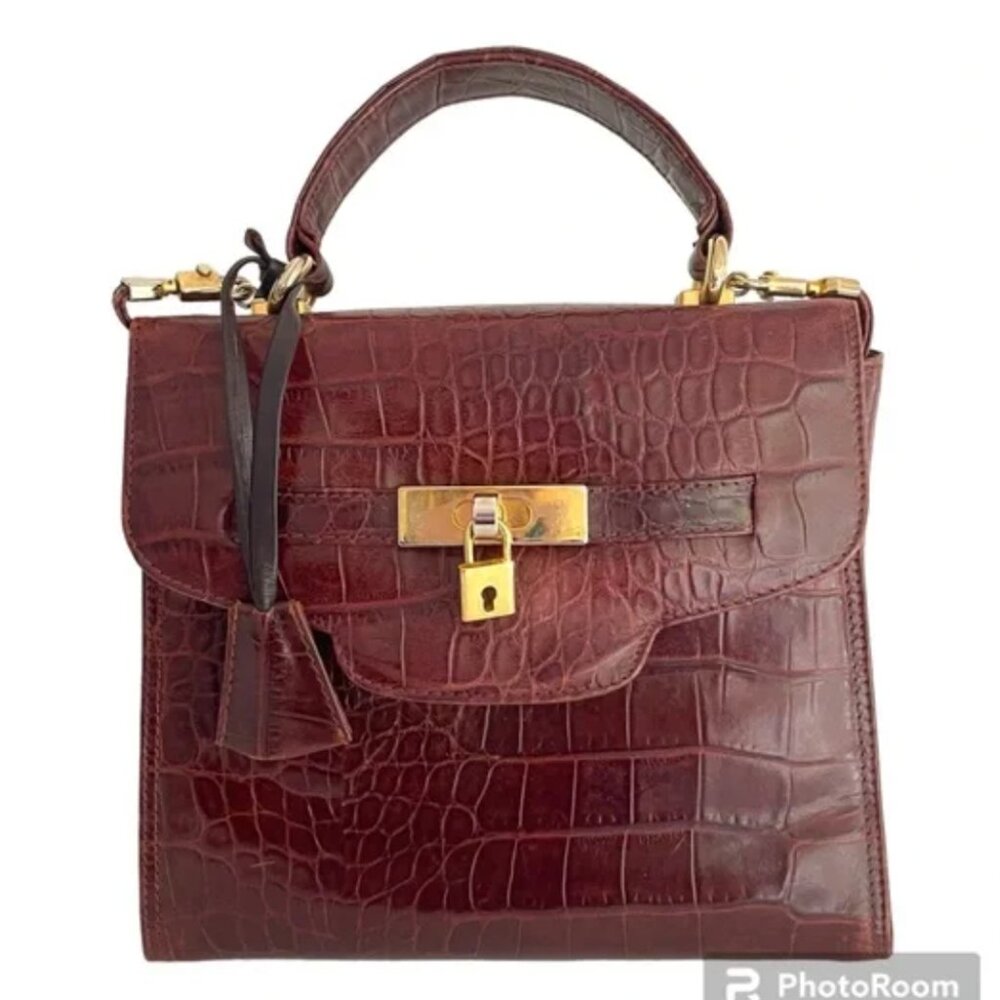 Vintage Leather Burgundy Saks Fifth Avenue Crossbody Bag Purse